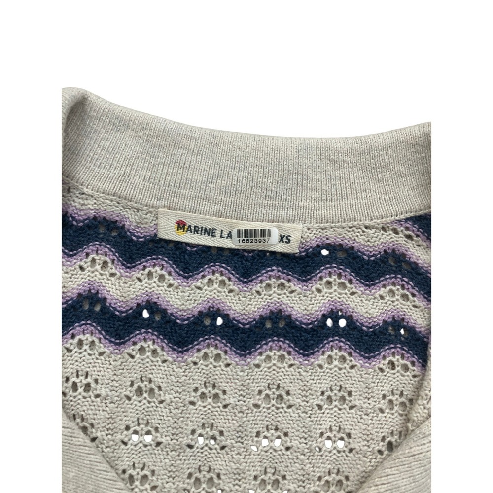 Marine Layer Womens XS Spencer Polo Sweater V-Neck Blue Cream - Picture 6 of 6